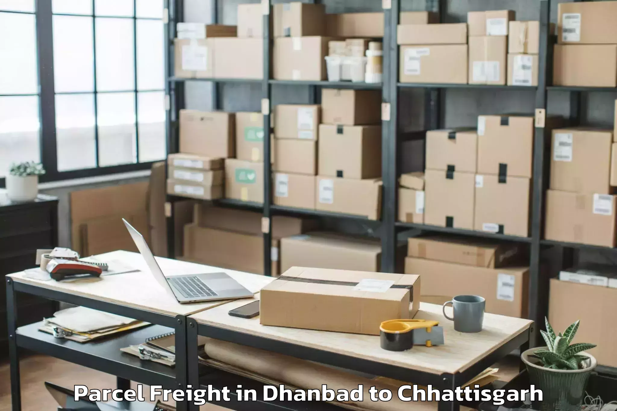 Trusted Dhanbad to Icfai University Raipur Durg Parcel Freight